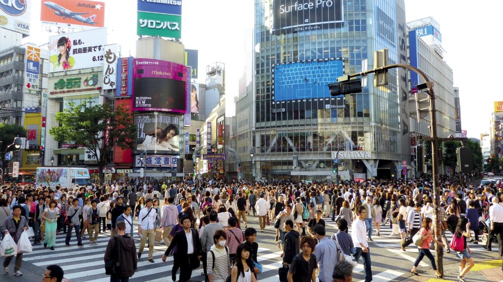 Immagine dell'incrocio di Shibuya, Giappone